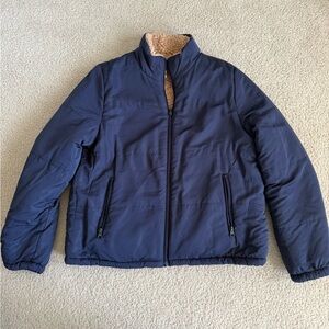 Navy Blue Quilted Puffer Jacket Reversible